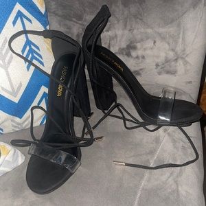 Fashion Nova Lace up Black Heels